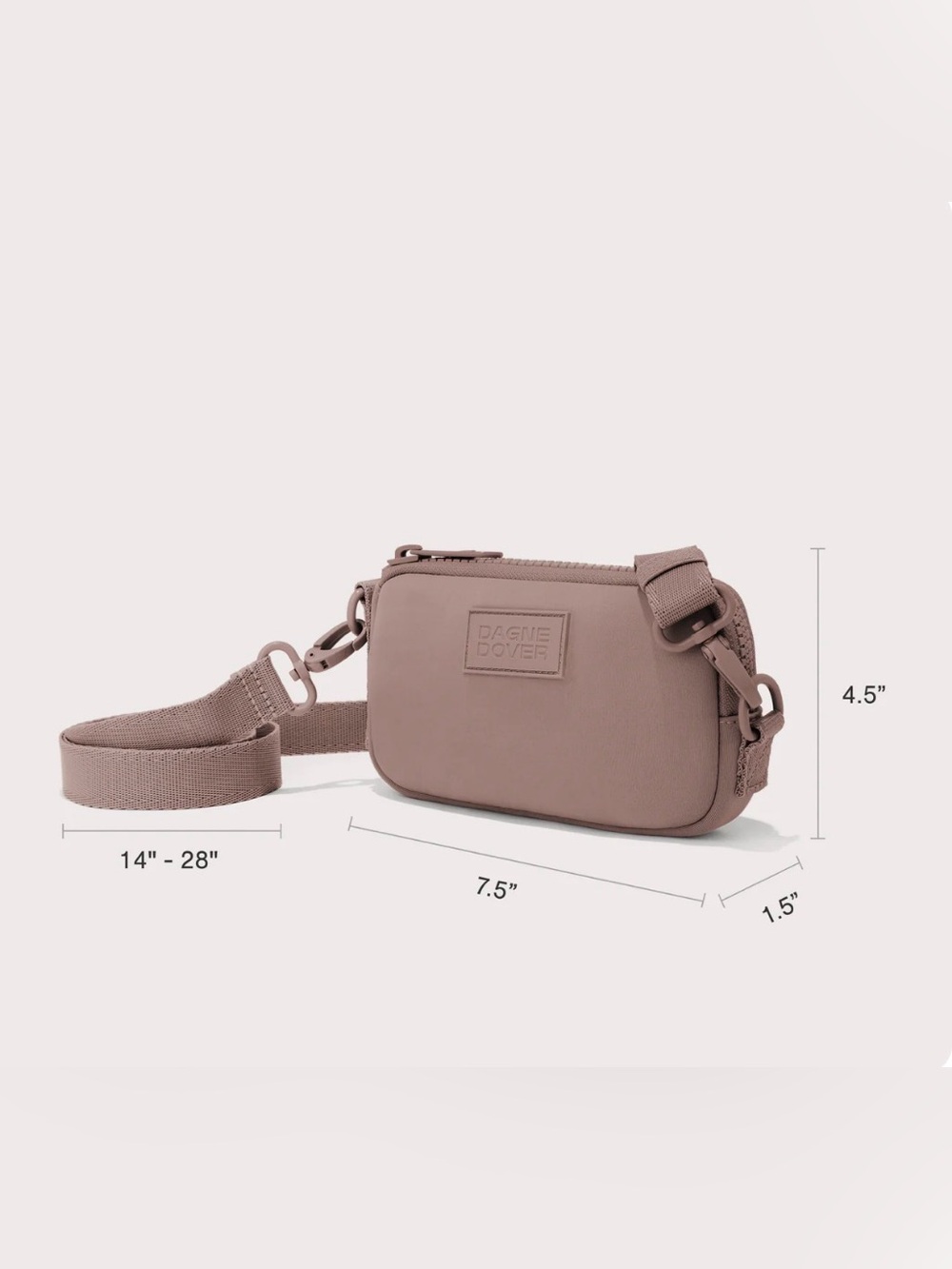 Dagne Dover Mauve Crossbody Pouch with Adjustable Strap - Picture 13 of 13